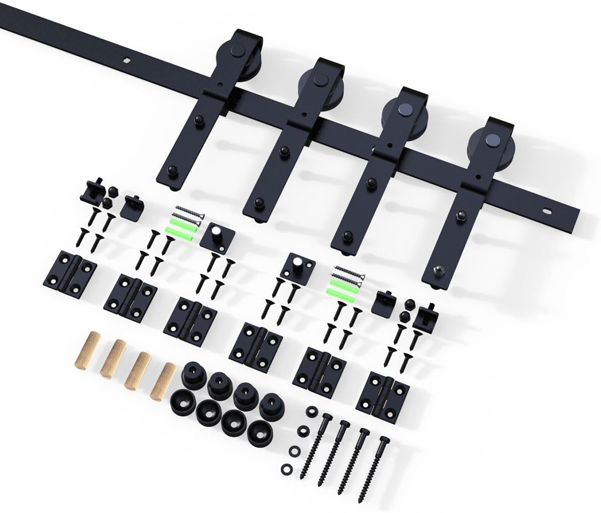 60"/5FT Bi-Folding Sliding Barn Door Hardware Kit for 4 Doors, Bi Fold Barn Door Hardware Fit Door Opening Width 56",Smoothly and Quietly,Easy to Install,No Door Panel (J Shape Hanger)