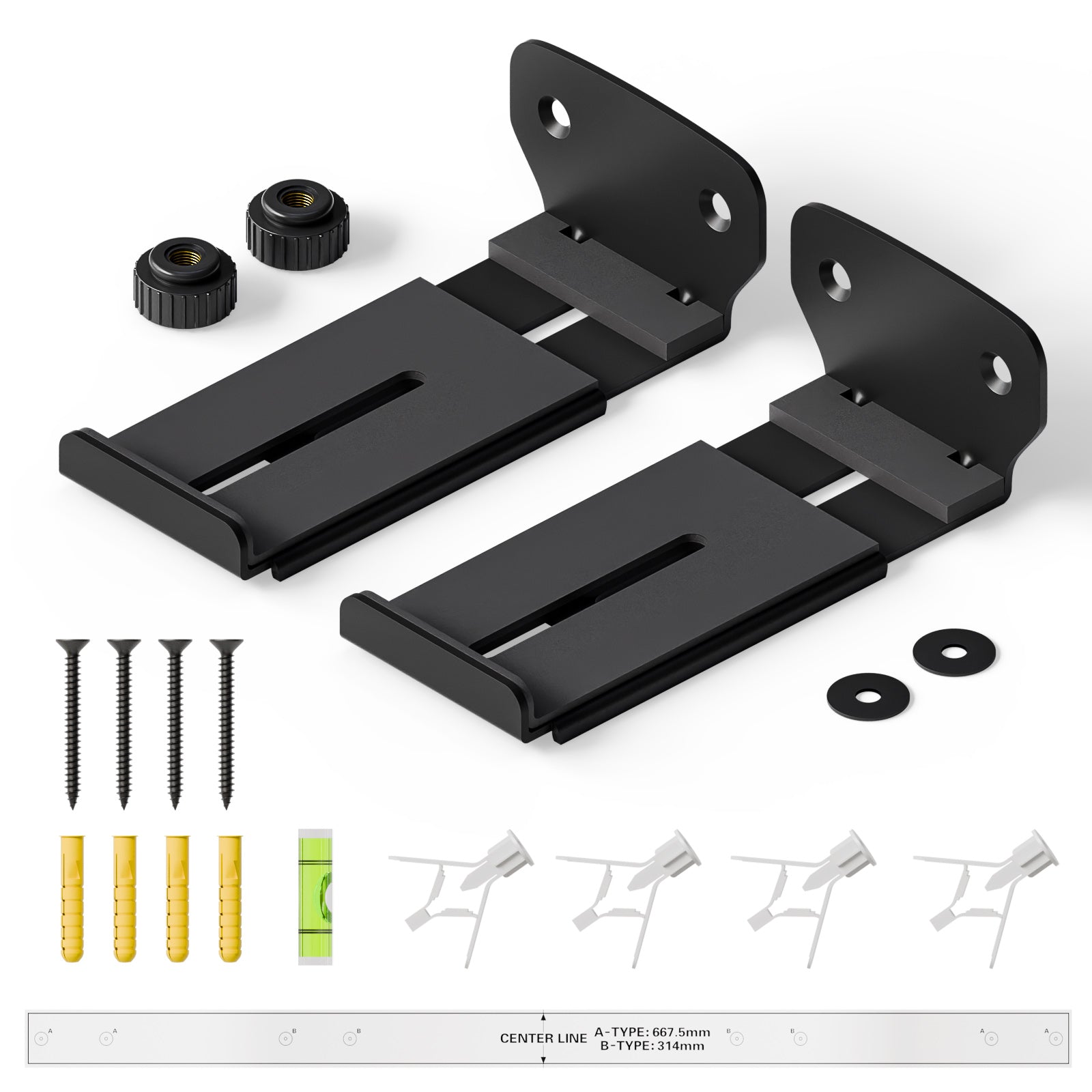 Soundbar Wall Mount Bracket with Anti-Scratch Foam Pads for Samsung, LG, Sony, Vizio, Bose, JBL and More Sound Bar Mounts Under TV,Depth Adjustable 4.1"-6.3",Hold up to 40 lbs