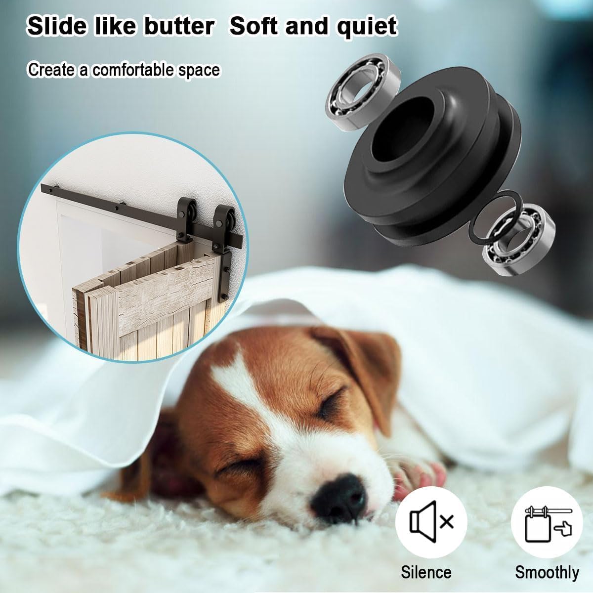 40"/3.3FT Bi-Folding Sliding Barn Door Hardware Kit for 2 Doors, Bi Fold Barn Door Hardware Fit Door Opening Width 34",Smoothly and Quietly,Easy to Install,No Door Panel (J Shape Hanger)