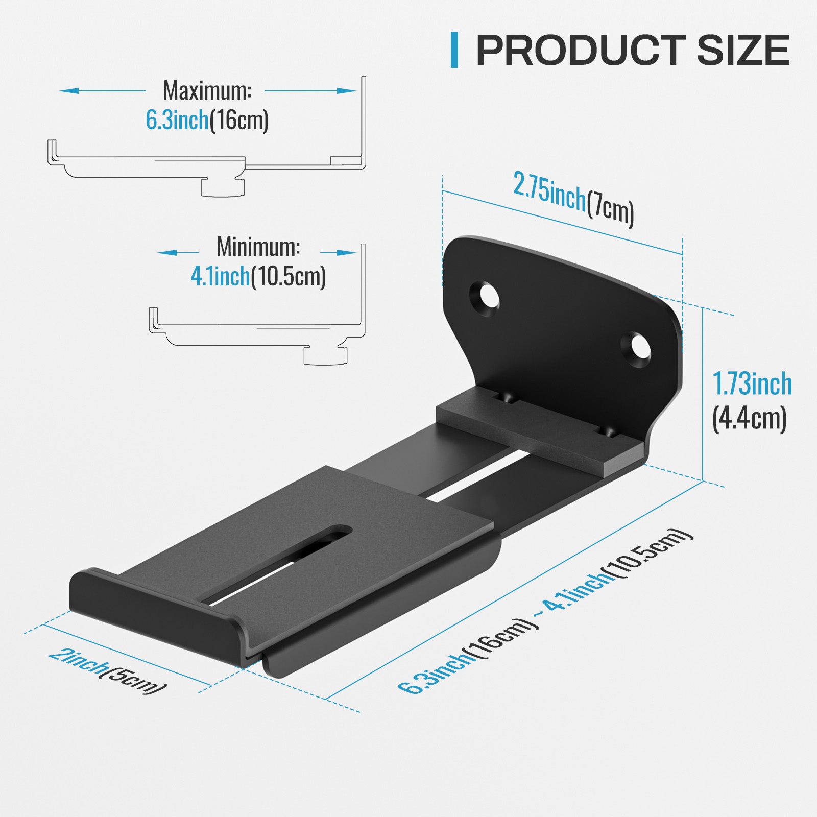 Soundbar Wall Mount Bracket with Anti-Scratch Foam Pads for Samsung, LG, Sony, Vizio, Bose, JBL and More Sound Bar Mounts Under TV,Depth Adjustable 4.1"-6.3",Hold up to 40 lbs
