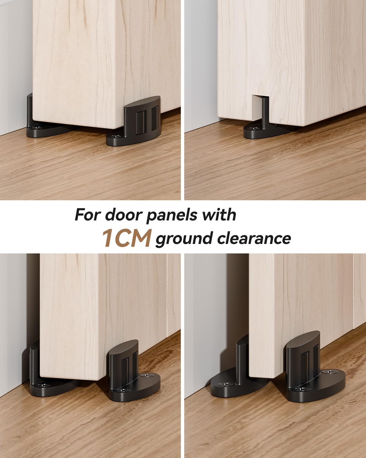 Sliding Barn Door Bottom Floor Guide, Compact Double-Sided Roller Design, Aluminum Alloy with Smooth Nylon Rollers, Floor Mounted