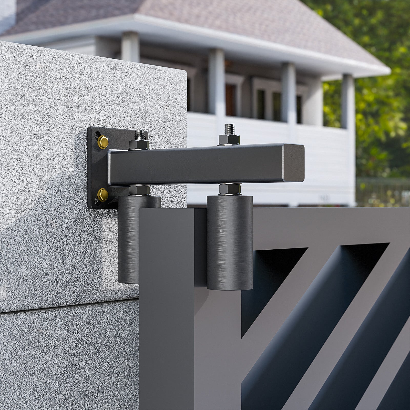 Adjustable 3" Slide Gate Guide Roller, Rust Proof Heavy Duty Steel Sliding Gate Support Assembly, Dual Hard Nylon Guider, Anti Tipping for Sliding Rolling Gates Up to 4"