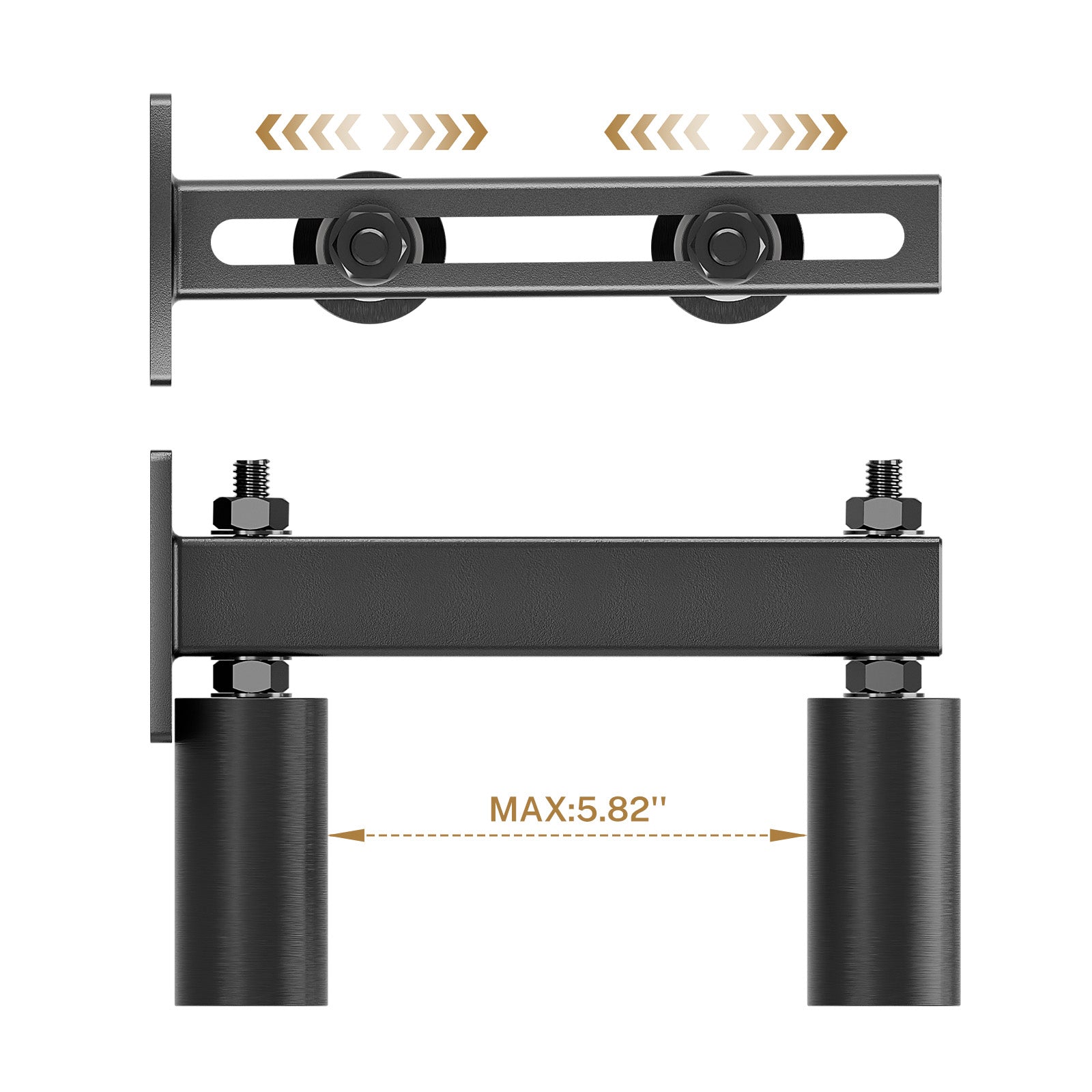 Adjustable 3" Slide Gate Guide Roller, Rust Proof Heavy Duty Steel Sliding Gate Support Assembly, Dual Hard Nylon Guider, Anti Tipping for Sliding Rolling Gates Up to 4"