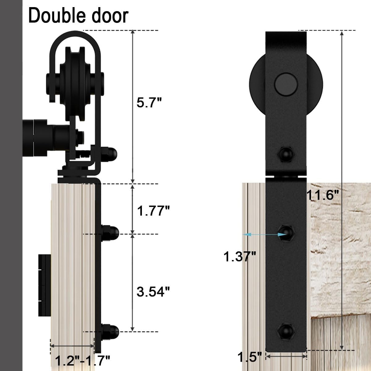 60"/5FT Bi-Folding Sliding Barn Door Hardware Kit for 4 Doors, Bi Fold Barn Door Hardware Fit Door Opening Width 56",Smoothly and Quietly,Easy to Install,No Door Panel (J Shape Hanger)