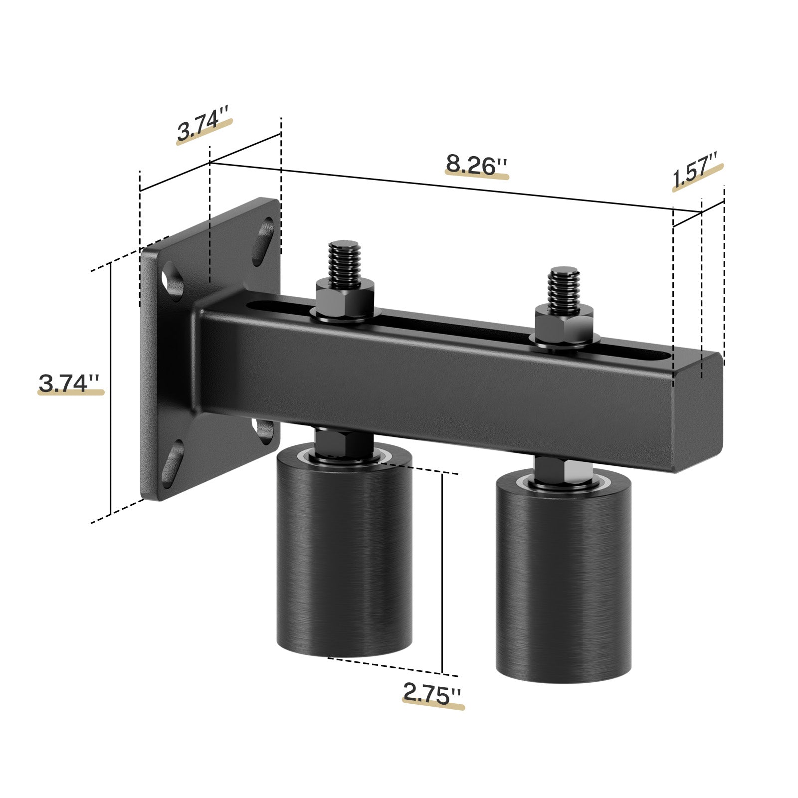 Adjustable 4" Slide Gate Guide Roller, Rust Proof Heavy Duty Steel Sliding Gate Support Assembly, Dual Hard Nylon Guider, Anti Tipping for Sliding Rolling Gates Up to 5.7"