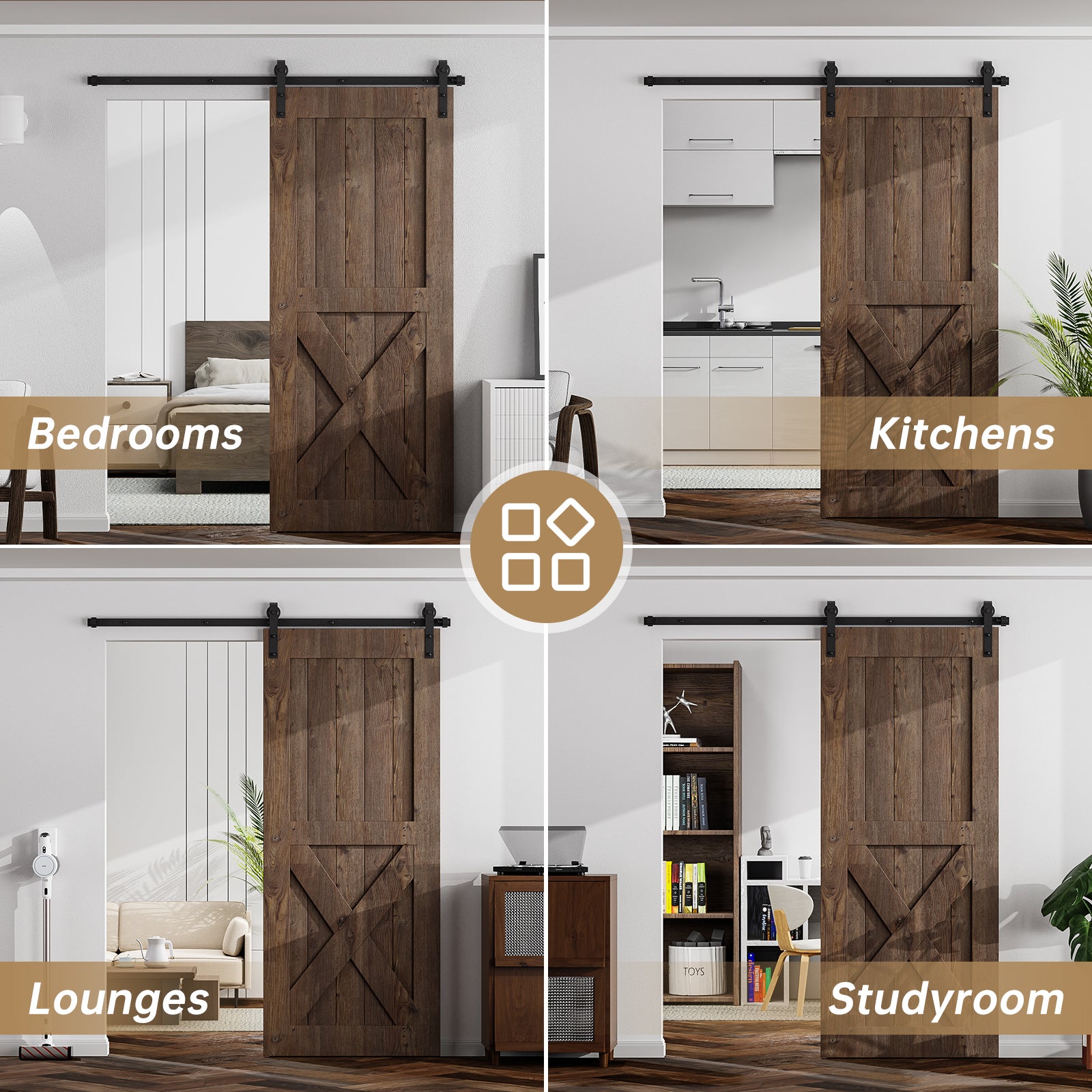 7FT Sliding Barn Door Hardware Kit for Single Door, Sliding Door Track, Easy to Install, Smoothly and Quietly, Fit 1.18-1.96" Thicknesses Fit 42" Wide Door (J Shape Hanger)