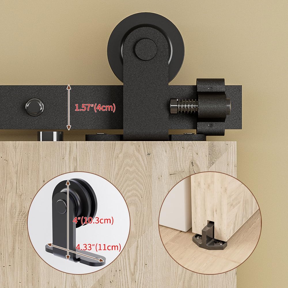 6FT Sliding Barn Door Hardware Kit, Sliding Door Track for 36" Wide Single Door, Barn Door Hardware, Smoothly and Silently, Easy to Install (T Shape)