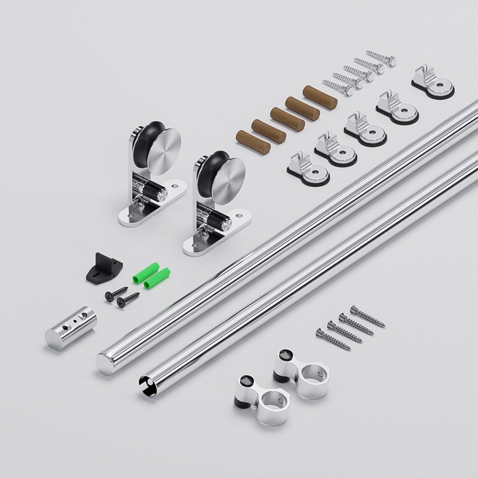 8FT Top Mount Sliding Barn Door Hardware Kit, Stainless Steel Barn Door Hardware Track and Kit, Heavy Duty Sturdy Barn Door Hardware Kit for Single Door(T Shaped)