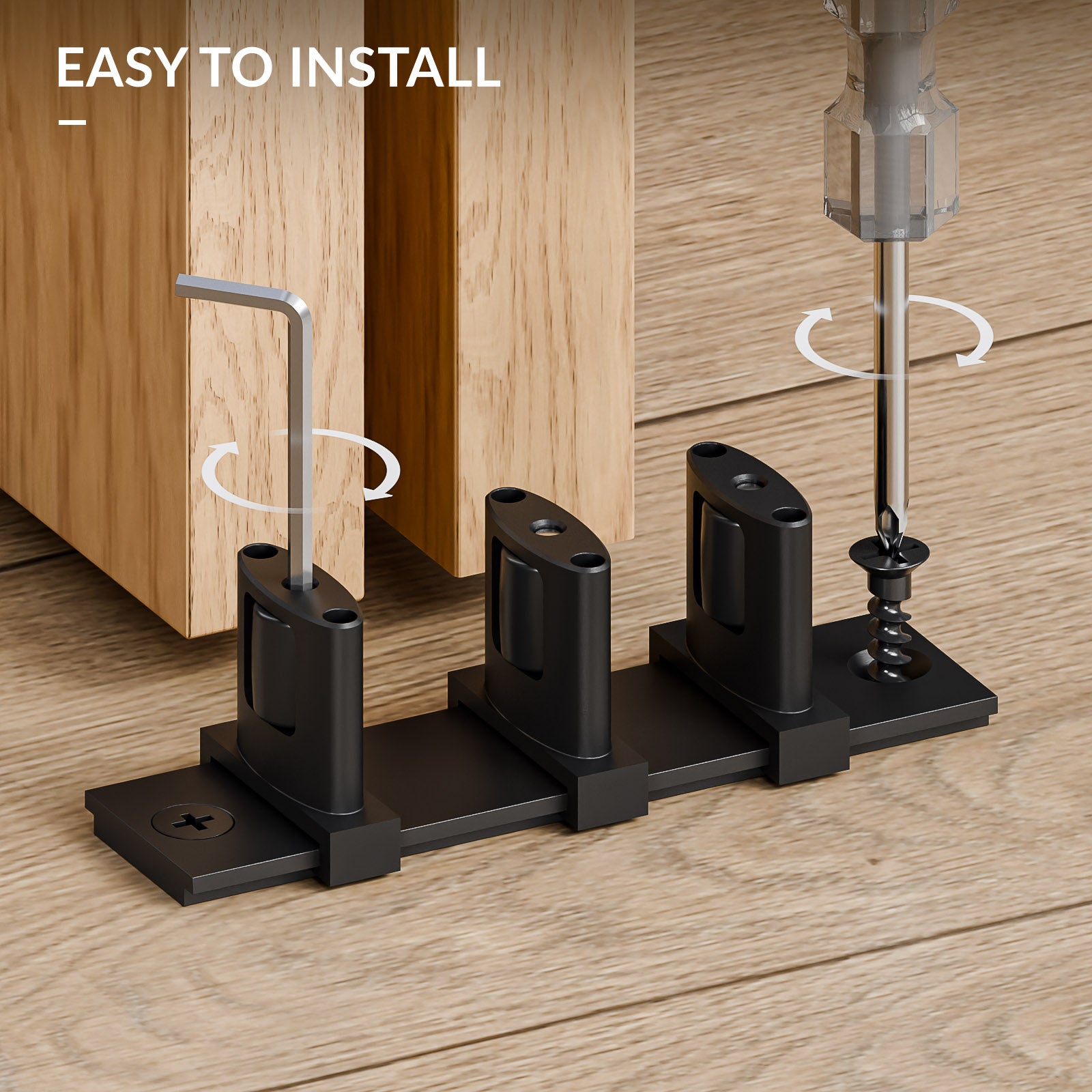 Siding Closet Door Floor Guide,Update Adjustable 3-Roller Design for Bypass Door Floor Guide,Sliding Door Bottom Guide,Easy Install, Black