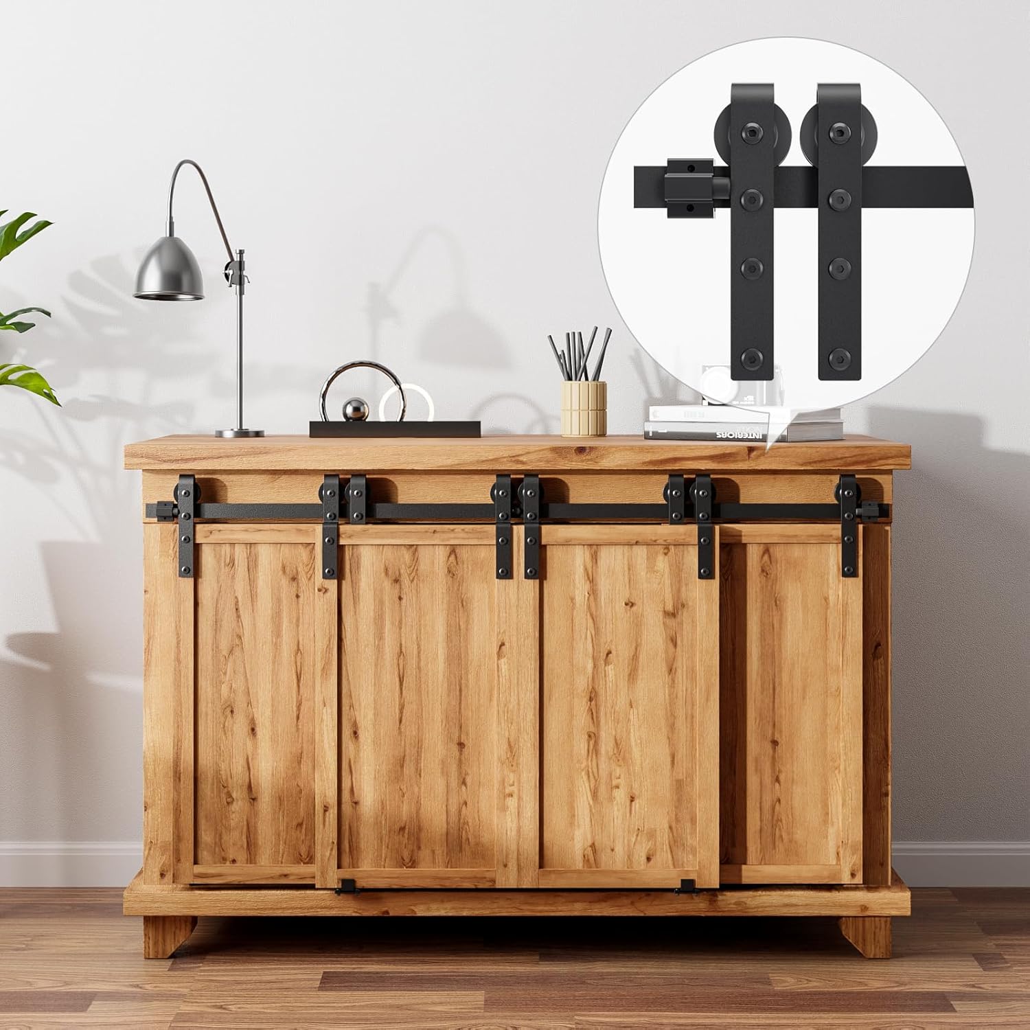 AONAYIOA 8FT/244CM Kabinett Mini Schiebetür Hardware-Kit, schiebetürbeschlag,schiebetür komplettset,Schiebegeräuschlos,für Eintürige TV-Ständer, Kleiner Kleiderschrank (Keine Schranktür)