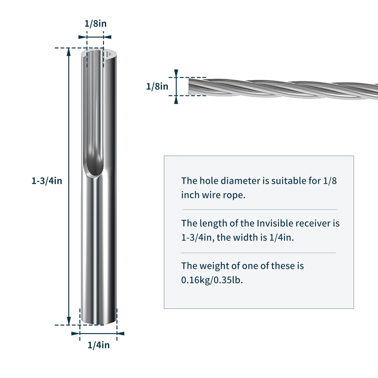 40 Pack 316 Stainless Steel 1/8" Adjustable Invisible Cable Railing Kit, Terminal Toggle Anchor Angle, Indoor Railing Kit for Metal Railing Corner Post and Wall Post