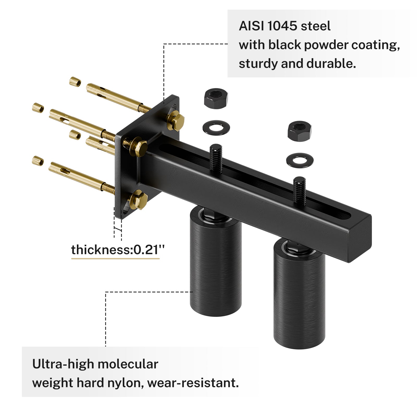 Adjustable 4" Slide Gate Guide Roller, Rust Proof Heavy Duty Steel Sliding Gate Support Assembly, Dual Hard Nylon Guider, Anti Tipping for Sliding Rolling Gates Up to 5.7"