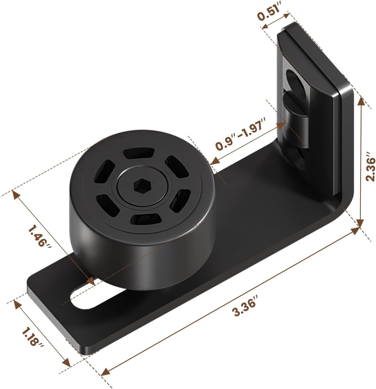 2PCS AONAYIOA Adjustable Roller Sliding Barn Door Bottom Floor Guide, Wall Mounted Barn Floor Guide, with Flush Flat Bottom, Fit All Size(Black)