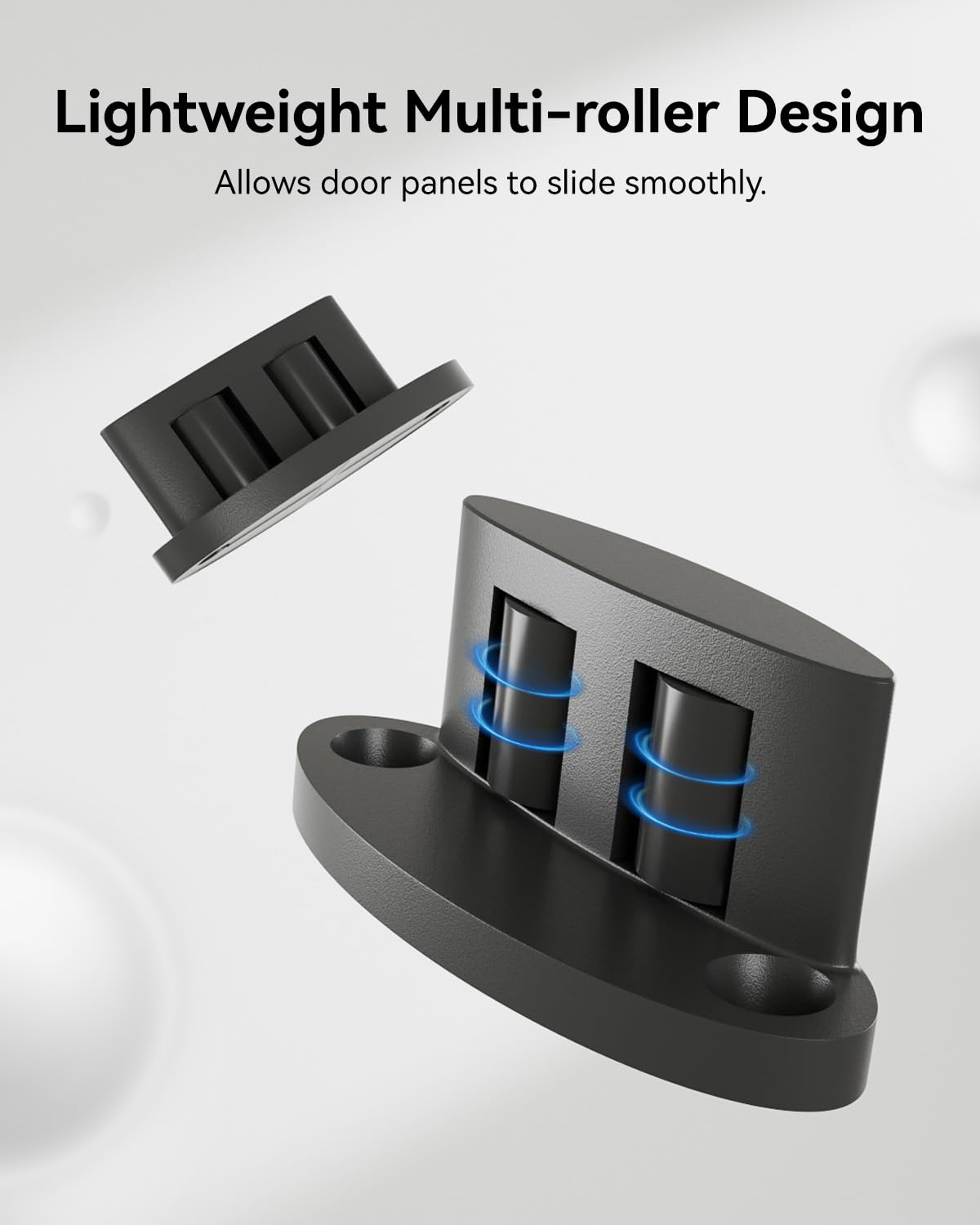 Sliding Barn Door Bottom Floor Guide, Compact Double-Sided Roller Design, Aluminum Alloy with Smooth Nylon Rollers, Floor Mounted