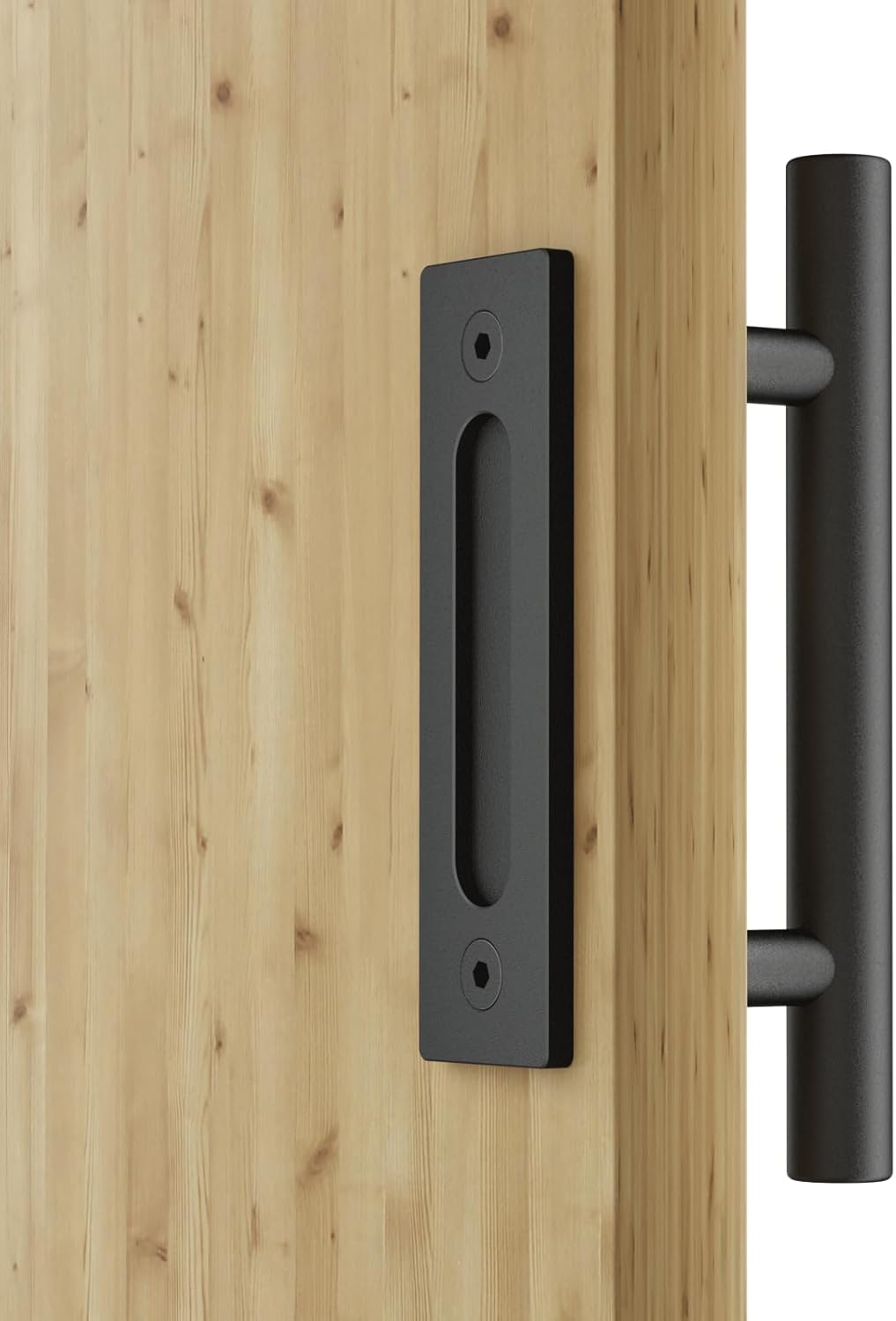 AONAYIOA 24CM Schiebetürgriff, Schiebetürtürgriff, für Scheunentür Holztür, Schranktür, Schwarz