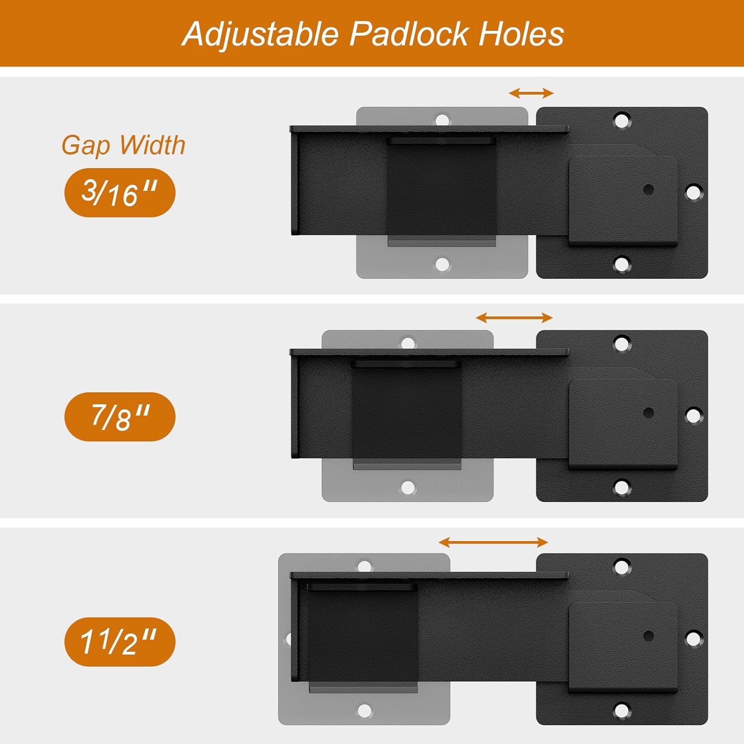 7.5" Flip Gate Latch Lock with Padlock Hole 1Pack, 4mm Heavy Duty Carbon Steel Adjustable Latch for Sliding Doors, Outdoor Gates, Wooden Fences, Barn Door, Shed, Vinyl Fence, Garage, Yard