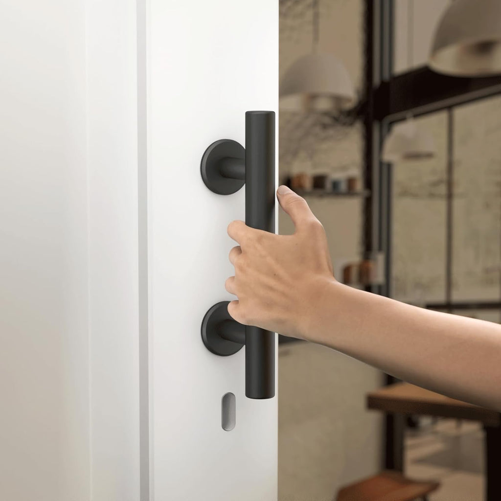 AONAYIOA 24CM Schiebetürgriff, Schiebetürtürgriff, für Scheunentür Holztür, Schranktür, Schwarz