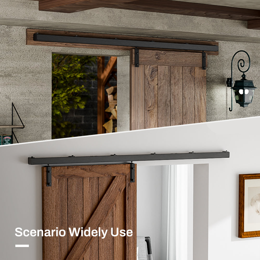 72"/6FT Box Rail Hardware Heavy Duty Sliding Barn Door Track, Aluminium Alloy Wall Mount Kit for Single Door, Smoothly and Quietly Easy to Install (No Door)