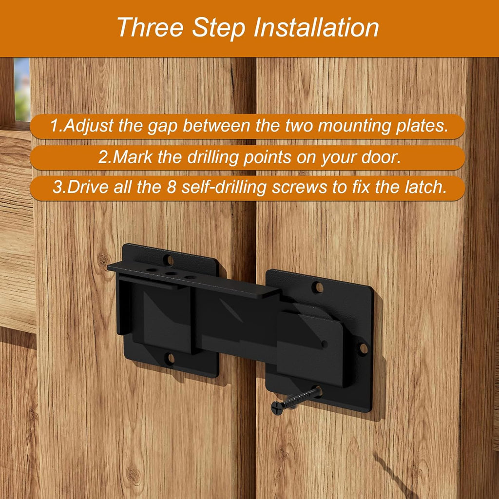 7.5" Flip Gate Latch Lock with Padlock Hole 1Pack, 4mm Heavy Duty Carbon Steel Adjustable Latch for Sliding Doors, Outdoor Gates, Wooden Fences, Barn Door, Shed, Vinyl Fence, Garage, Yard