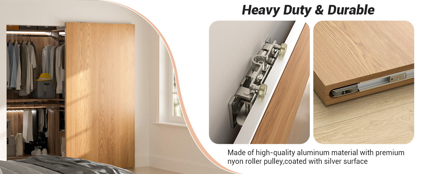 36" Concealed Sliding Barn Door Hardware with Soft Close Mechanism,Hidden Barn Door Hardware Kit,Wall Mount no Floor Track Fits Opening Width 25"-29"(Door not Included)