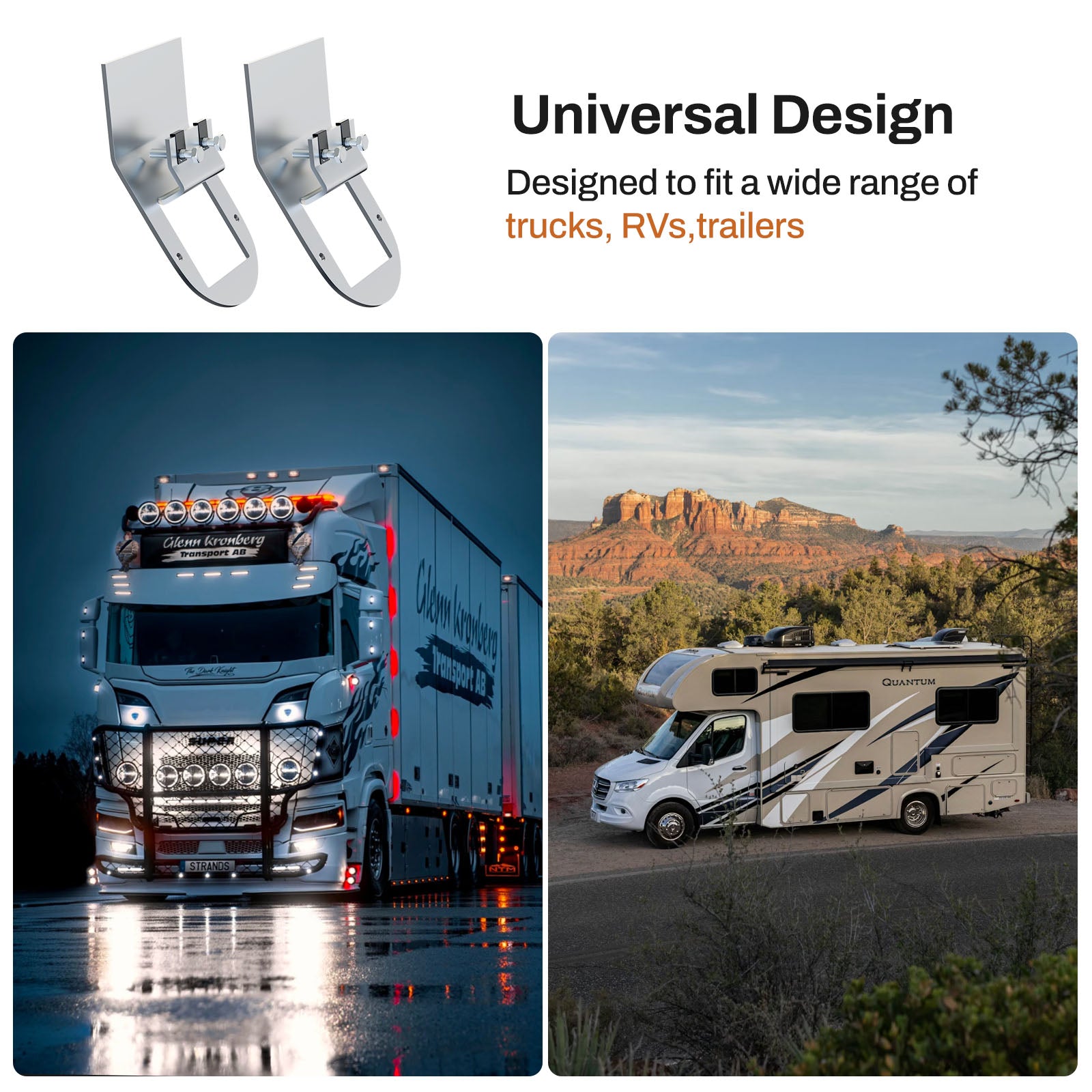 Watermelon Light Bracket,Stainless Steel Material,Universal Clamp Style Mount,Watermelon Lights Under Glow Bracket for Universal Truck RV-2PCS