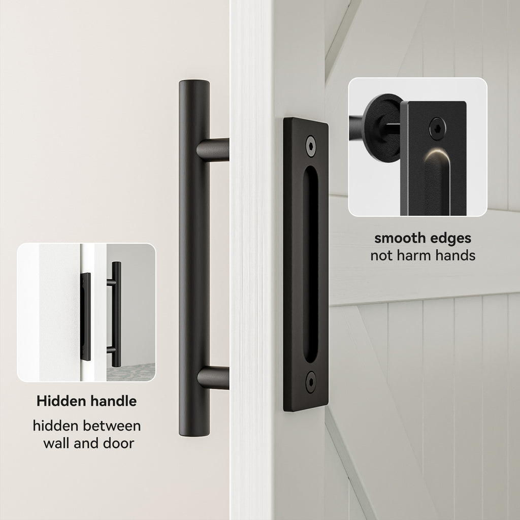 2PCS 30CM Sliding Barn Door Handle Two-Side Design,Matt Black