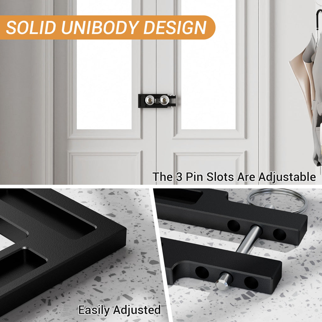 Double Door French Door Locks, Adjustable Childproof French Door Security,Easy Adjustable French Door Locks,Lock Picking,Black