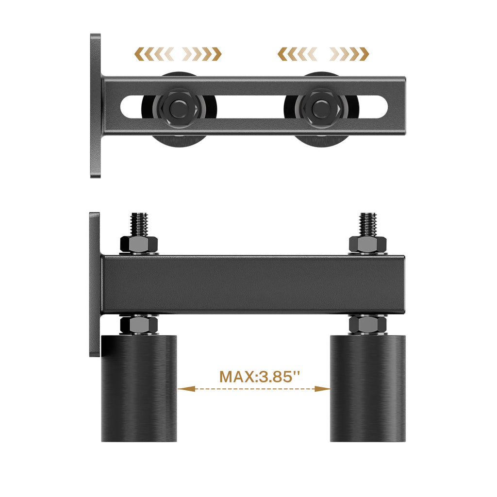 Adjustable 3" Slide Gate Guide Roller, Rust Proof Heavy Duty Steel Sliding Gate Support Assembly, Dual Hard Nylon Guider, Anti Tipping for Sliding Rolling Gates Up to 4"