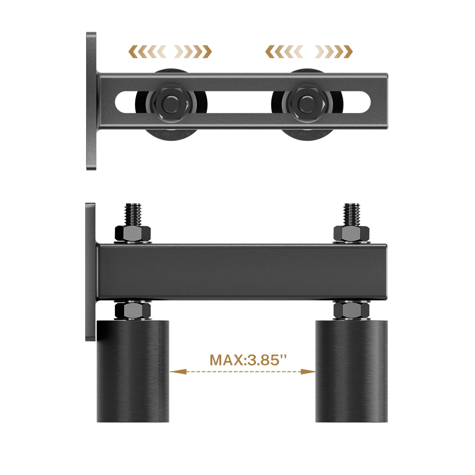 Adjustable 3" Slide Gate Guide Roller, Rust Proof Heavy Duty Steel Sliding Gate Support Assembly, Dual Hard Nylon Guider, Anti Tipping for Sliding Rolling Gates Up to 4"