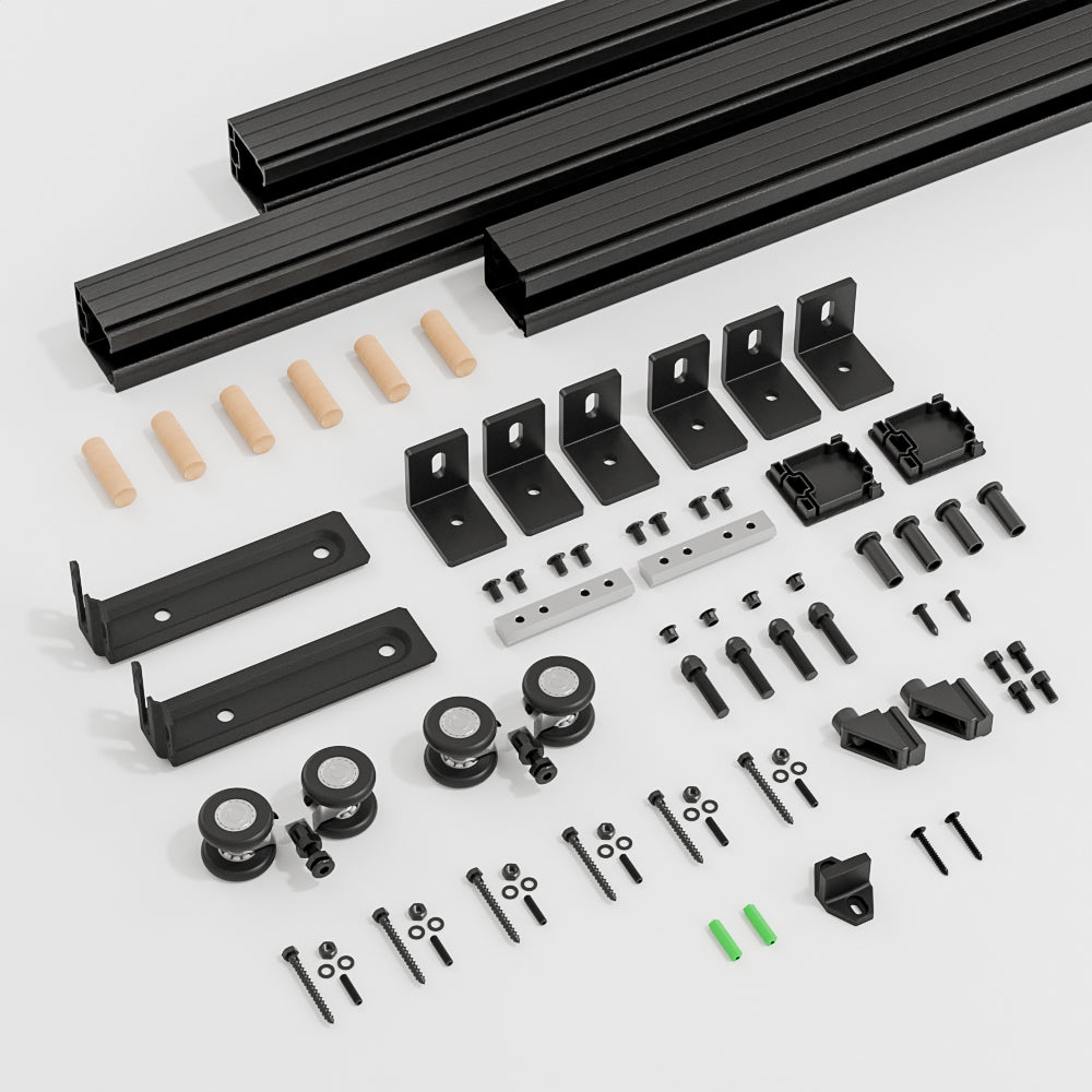 72"/6FT Box Rail Hardware Heavy Duty Sliding Barn Door Track, Aluminium Alloy Wall Mount Kit for Single Door, Smoothly and Quietly Easy to Install (No Door)