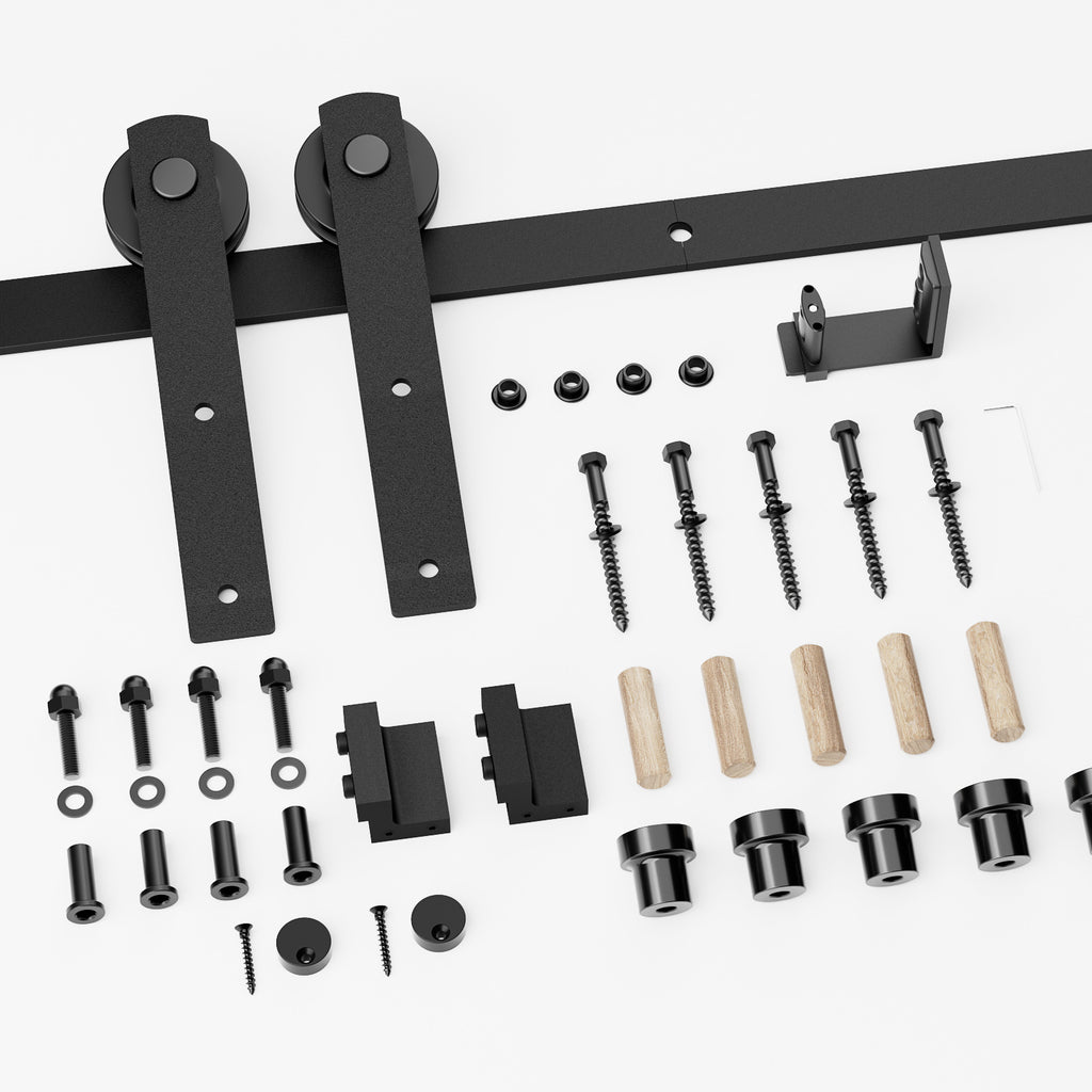 6.6FT/200CM Sliding Barn Door Hardware Kit with Adjustable Floor Guide Heavy and Sturdy Track Suitable For Single Door With Width of 100CM，Smoothly and Quietly,Easy to Install(Door not Included)