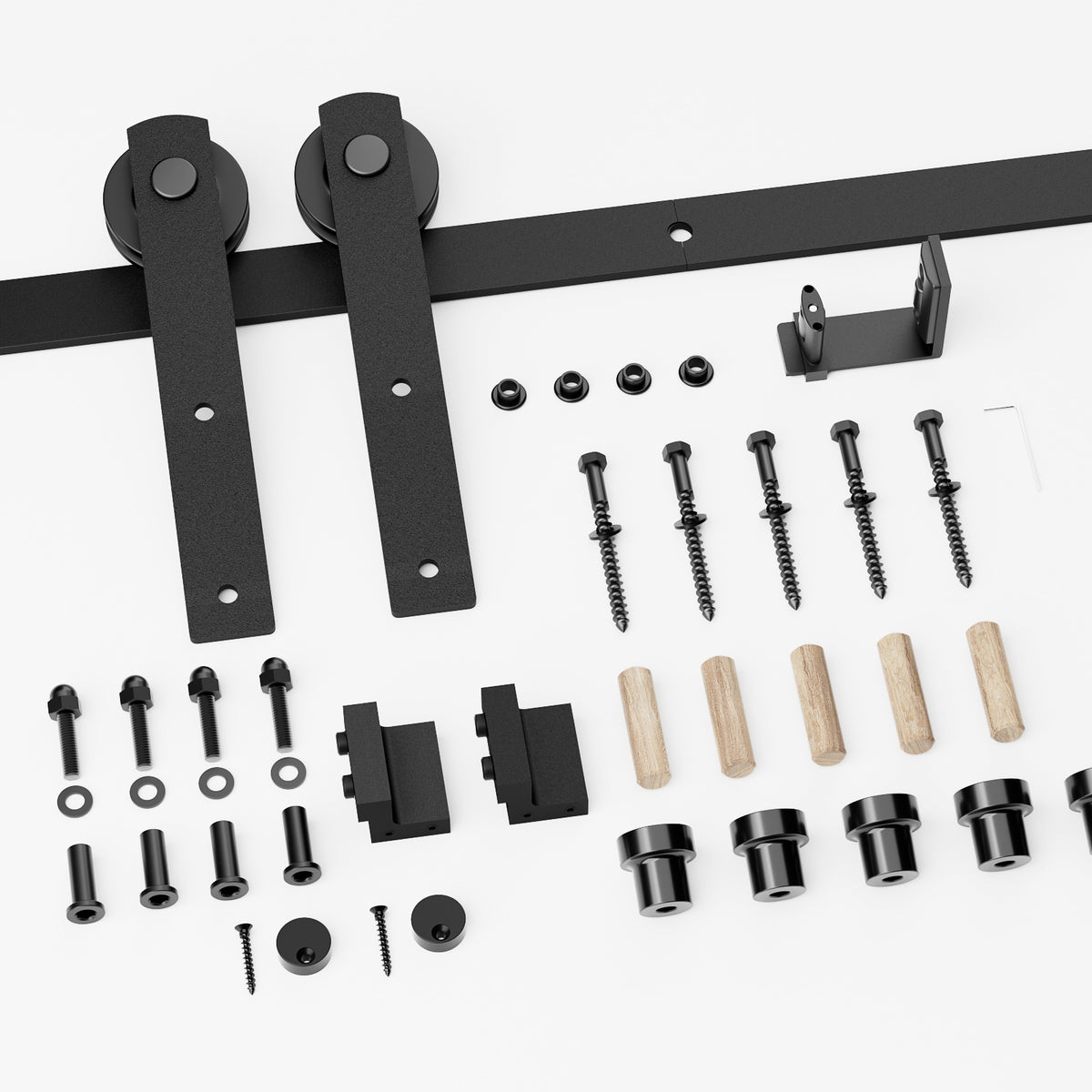 6.6FT/200CM Sliding Barn Door Hardware Kit with Adjustable Floor Guide Heavy and Sturdy Track Suitable For Single Door With Width of 100CM，Smoothly and Quietly,Easy to Install(Door not Included)