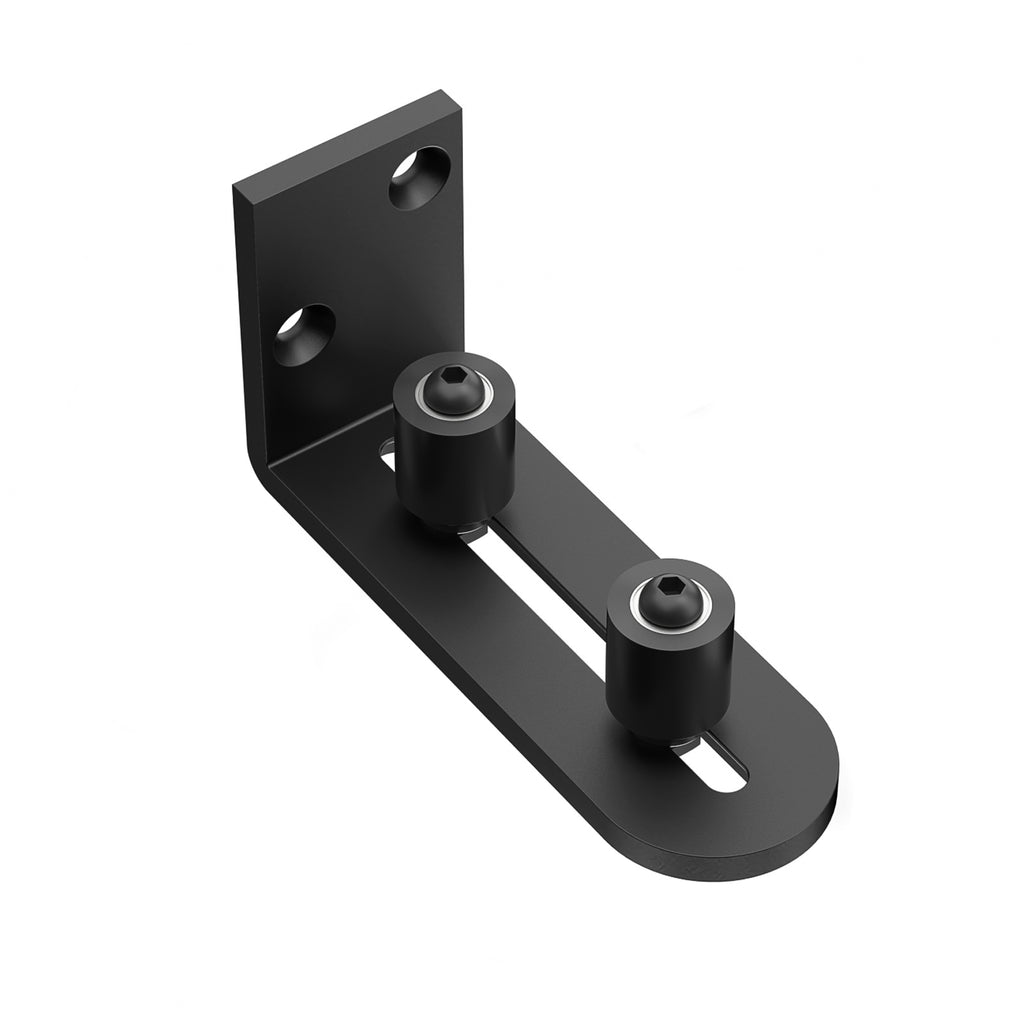 AONAYIOA Verstellbare Bodenführung für Schiebetüren, 2-Rollen-Design, flacher Boden, Wandmontage, schwarz (1Stk)