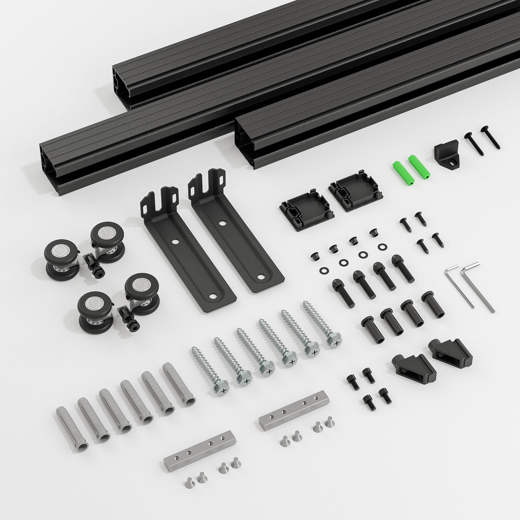 Ceiling Mount Box Rail Barn Door Hardware Heavy Duty Sliding Barn Door Track, Aluminium Alloy Kit for Single Door (No Door)