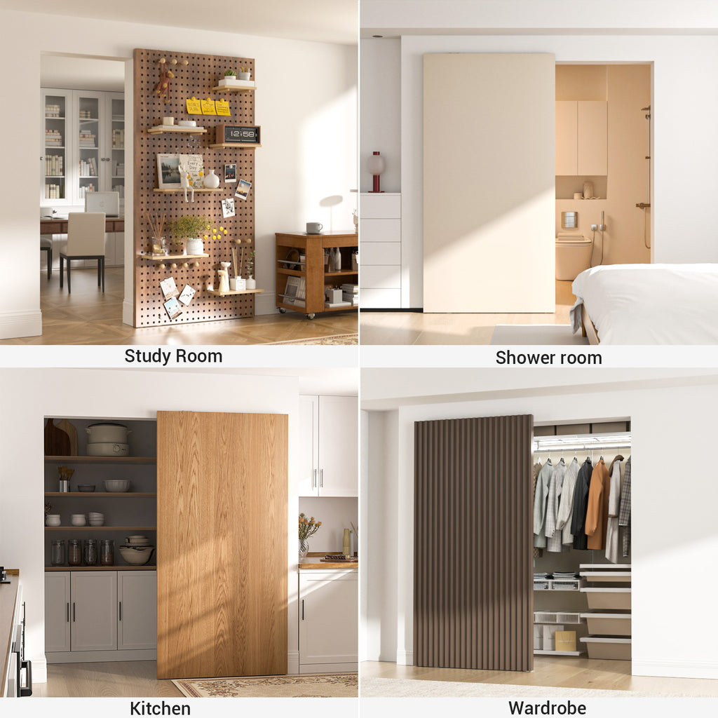 36" Concealed Sliding Barn Door Hardware with Soft Close Mechanism,Hidden Barn Door Hardware Kit,Wall Mount no Floor Track Fits Opening Width 25"-29"(Door not Included)