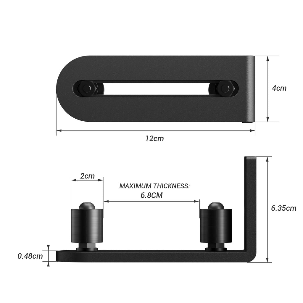 AONAYIOA Verstellbare Bodenführung für Schiebetüren, 2-Rollen-Design, flacher Boden, Wandmontage, schwarz (1Stk)