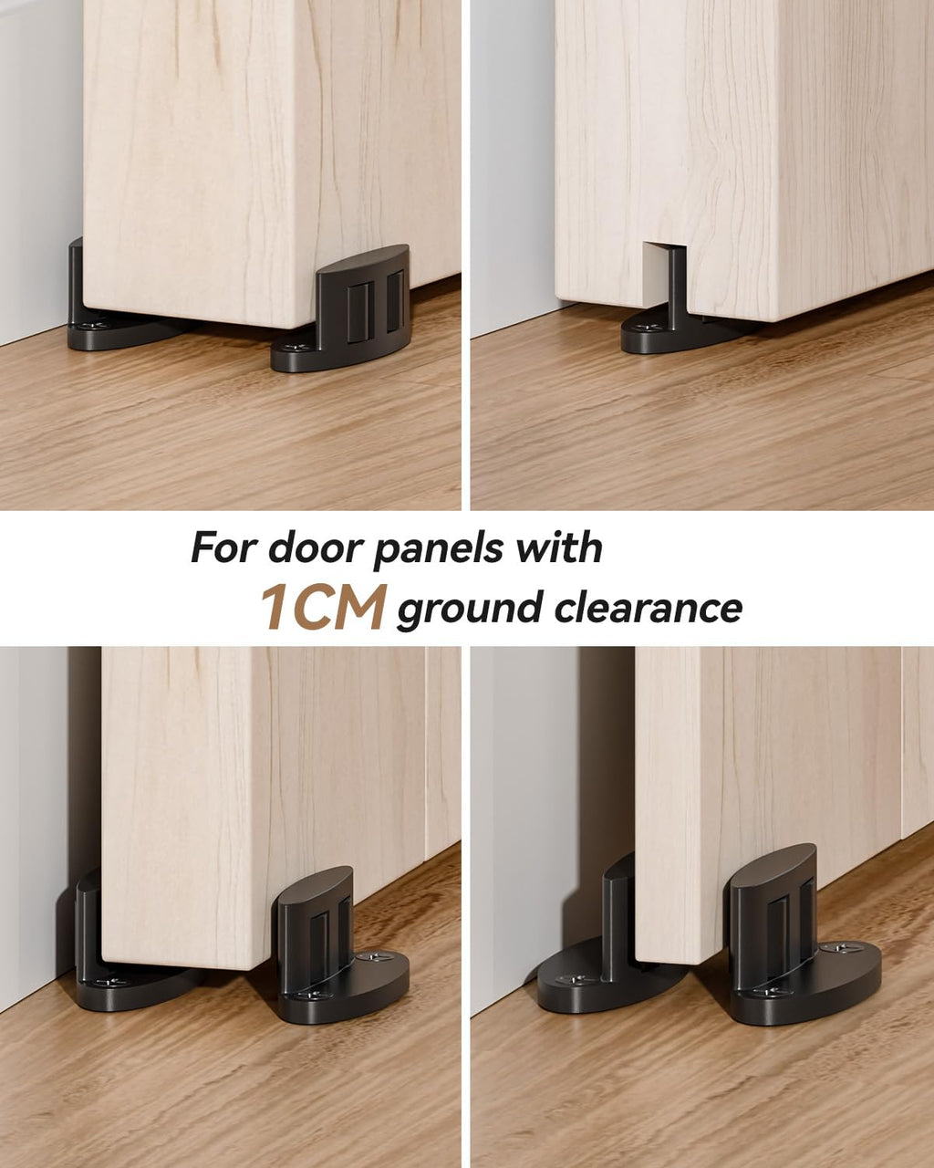 Sliding Barn Door Bottom Floor Guide, Compact Double-Sided Roller Design, Aluminum Alloy with Smooth Nylon Rollers, Floor Mounted