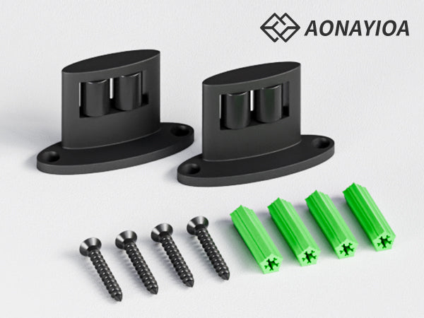 AONAYIOA Sliding Barn Door Bottom Floor Guide, Compact Double-Sided Roller Design, Aluminum Alloy with Smooth Nylon Rollers, Floor Mounted