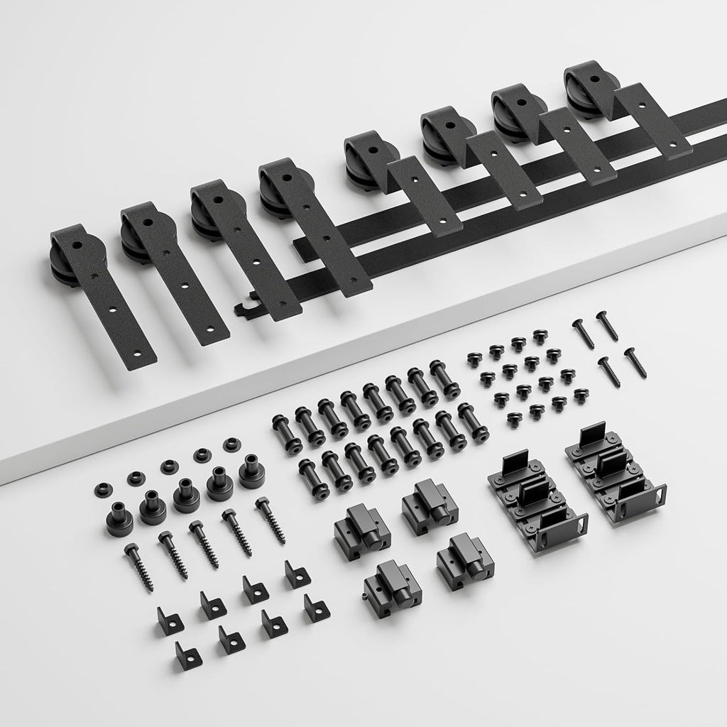 AONAYIOA 8FT/244CM Kabinett Mini Schiebetür Hardware-Kit, schiebetürbeschlag,schiebetür komplettset,Schiebegeräuschlos,für Eintürige TV-Ständer, Kleiner Kleiderschrank (Keine Schranktür)