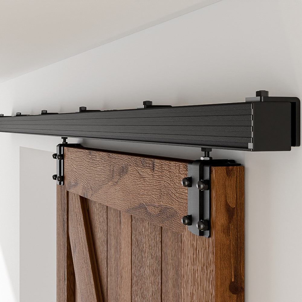 Box Rail Hardware Heavy Duty Sliding Barn Door Track, Aluminium Alloy Wall Mount Kit for Single Door, Smoothly and Quietly Easy to Install (No Door)