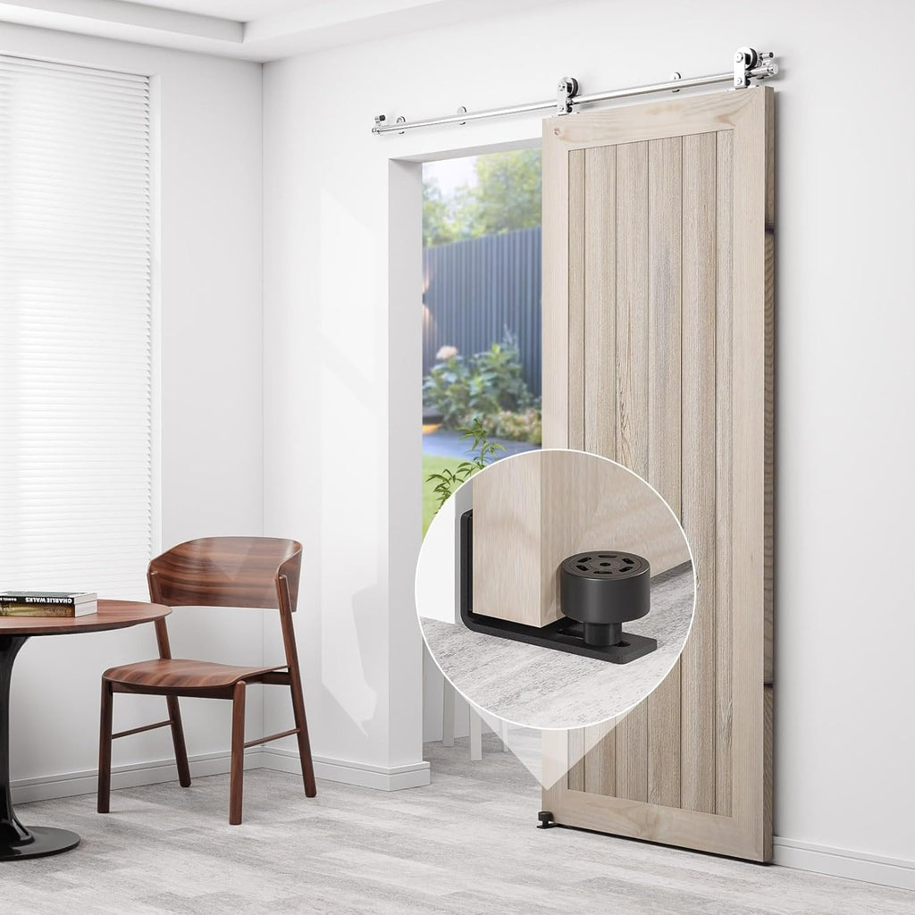 2PCS AONAYIOA Adjustable Roller Sliding Barn Door Bottom Floor Guide, Wall Mounted Barn Floor Guide, with Flush Flat Bottom, Fit All Size(Black)