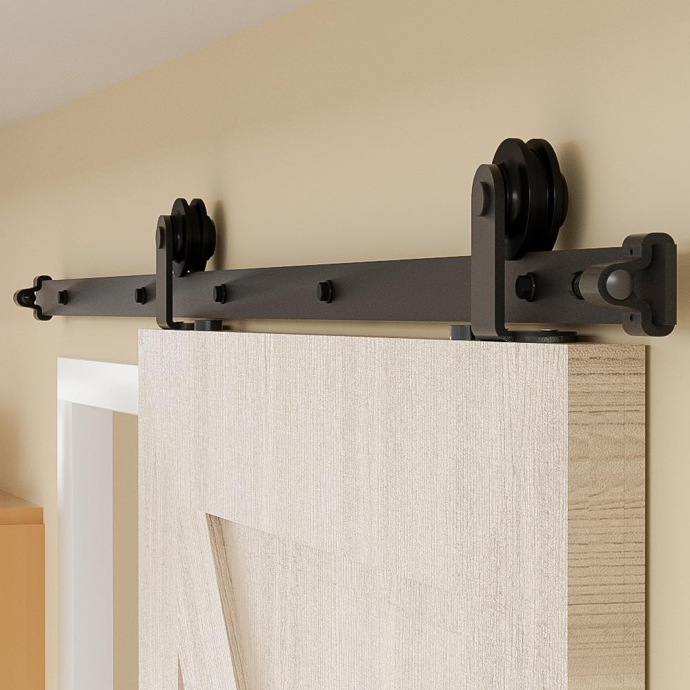5FT Sliding Barn Door Hardware Kit, Sliding Door Track for 30" Wide Single Door, Barn Door Hardware, Smoothly and Silently, Easy to Install (T Shape)