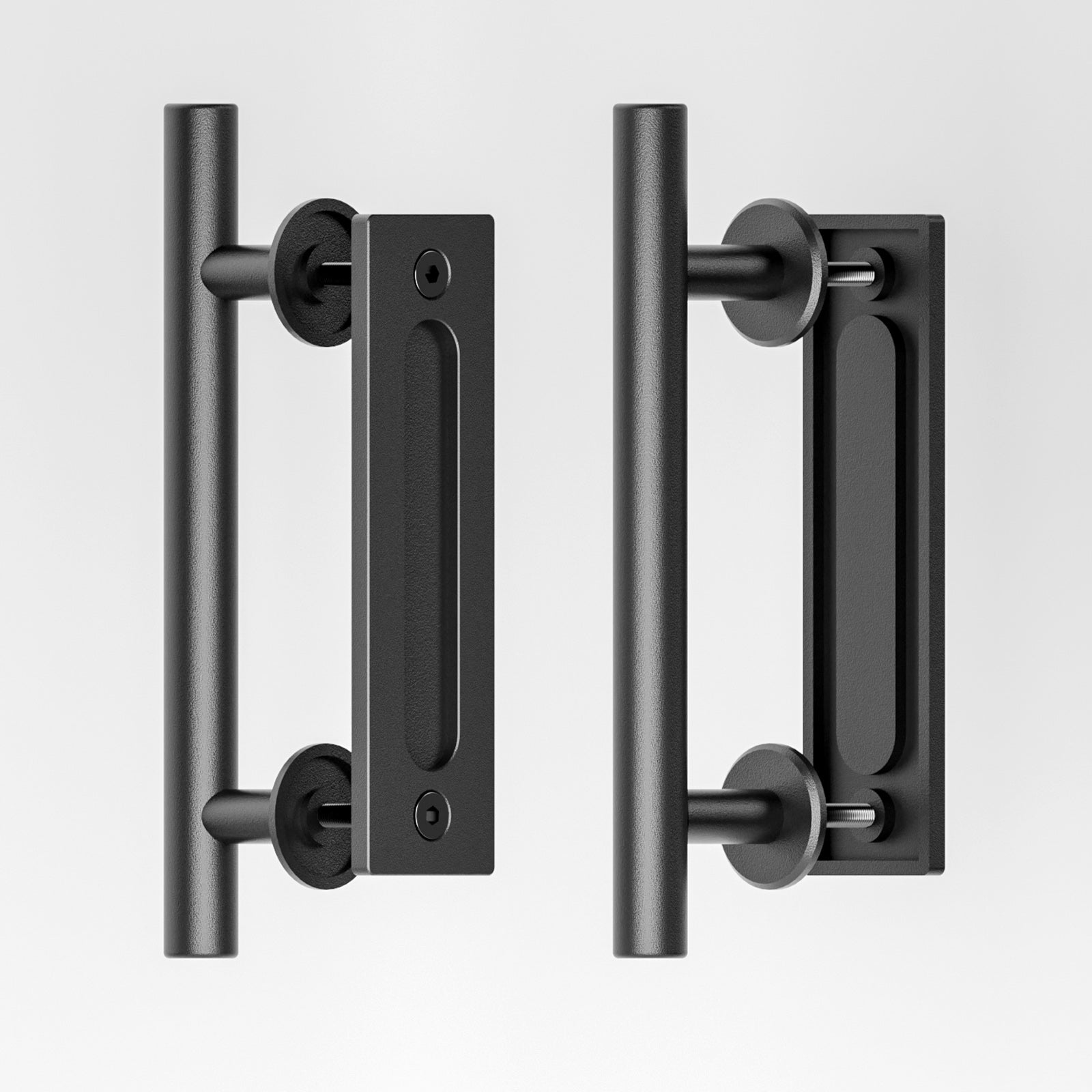 2PCS 24CM Sliding Barn Door Handle Two-Side Design,Matt Black