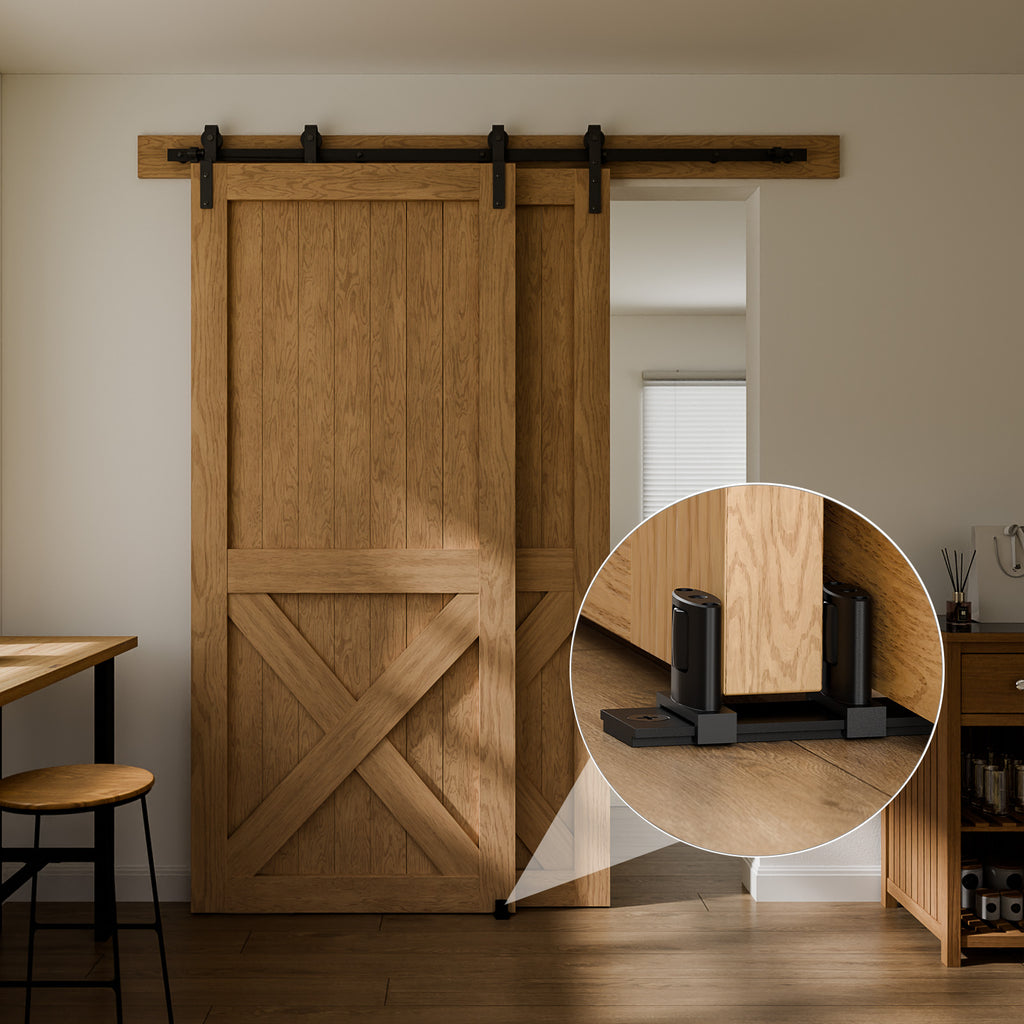 Siding Closet Door Floor Guide,Update Adjustable 3-Roller Design for Bypass Door Floor Guide,Sliding Door Bottom Guide,Easy Install, Black