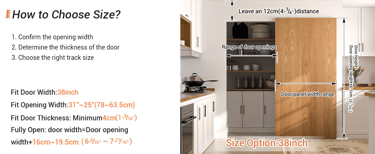 36" Concealed Sliding Barn Door Hardware with Soft Close Mechanism,Hidden Barn Door Hardware Kit,Wall Mount no Floor Track Fits Opening Width 25"-29"(Door not Included)