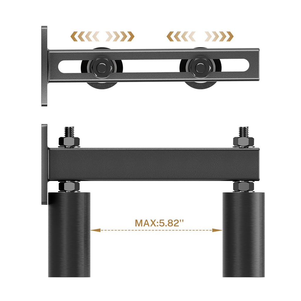 Adjustable 3" Slide Gate Guide Roller, Rust Proof Heavy Duty Steel Sliding Gate Support Assembly, Dual Hard Nylon Guider, Anti Tipping for Sliding Rolling Gates Up to 4"