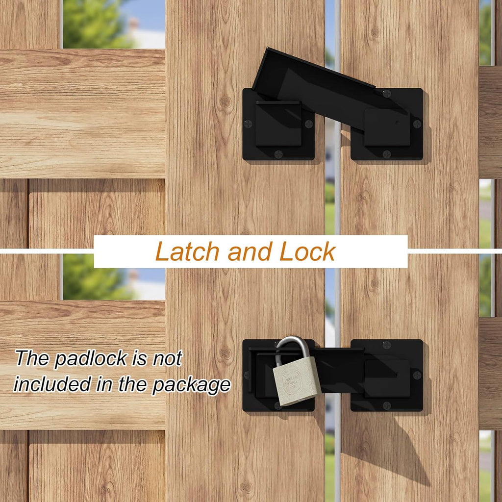 7.5" Flip Gate Latch Lock with Padlock Hole 1Pack, 4mm Heavy Duty Carbon Steel Adjustable Latch for Sliding Doors, Outdoor Gates, Wooden Fences, Barn Door, Shed, Vinyl Fence, Garage, Yard