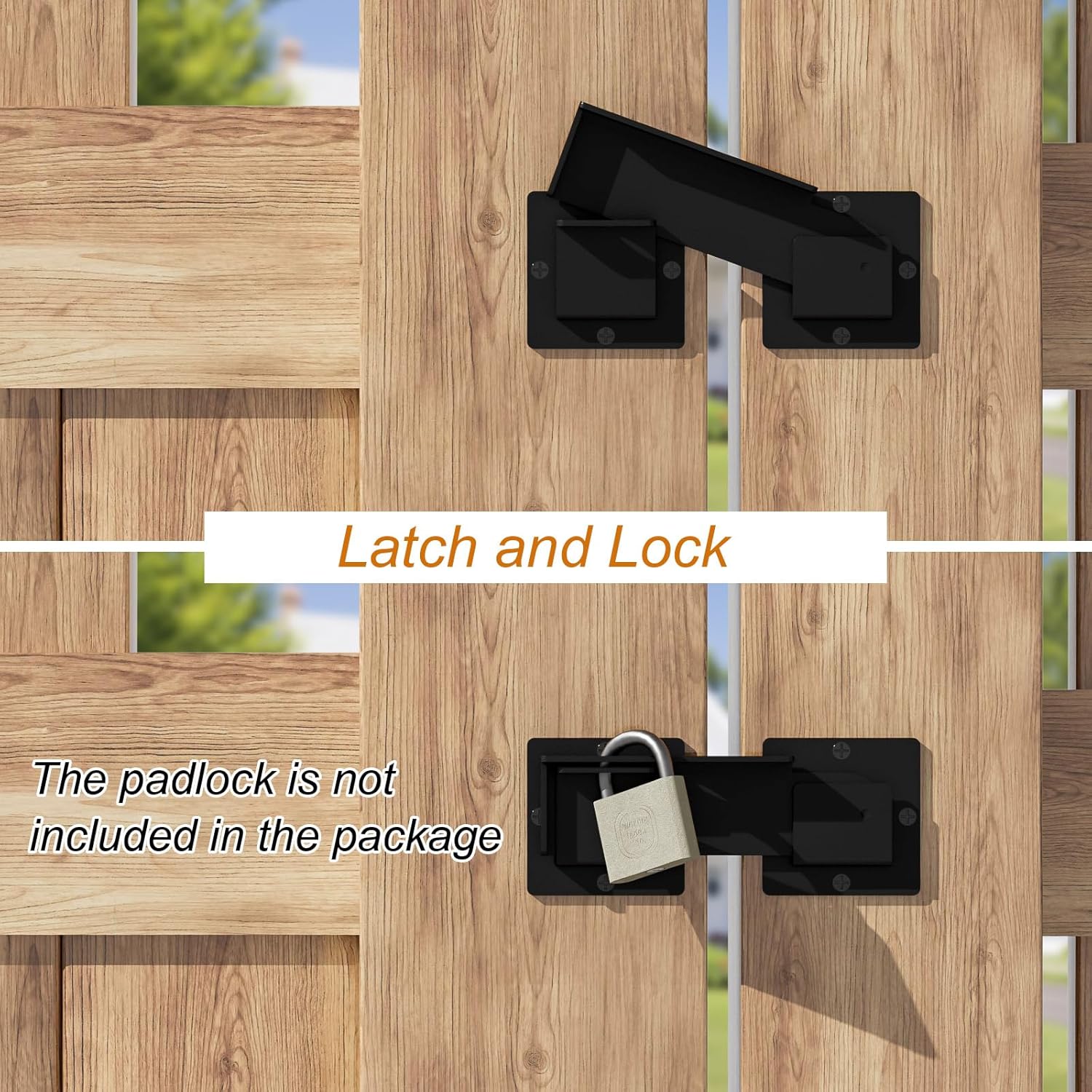 7.5" Flip Gate Latch Lock with Padlock Hole 1Pack, 4mm Heavy Duty Carbon Steel Adjustable Latch for Sliding Doors, Outdoor Gates, Wooden Fences, Barn Door, Shed, Vinyl Fence, Garage, Yard