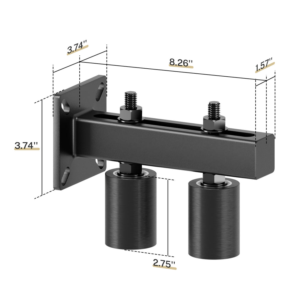 Adjustable 3" Slide Gate Guide Roller, Rust Proof Heavy Duty Steel Sliding Gate Support Assembly, Dual Hard Nylon Guider, Anti Tipping for Sliding Rolling Gates Up to 4"