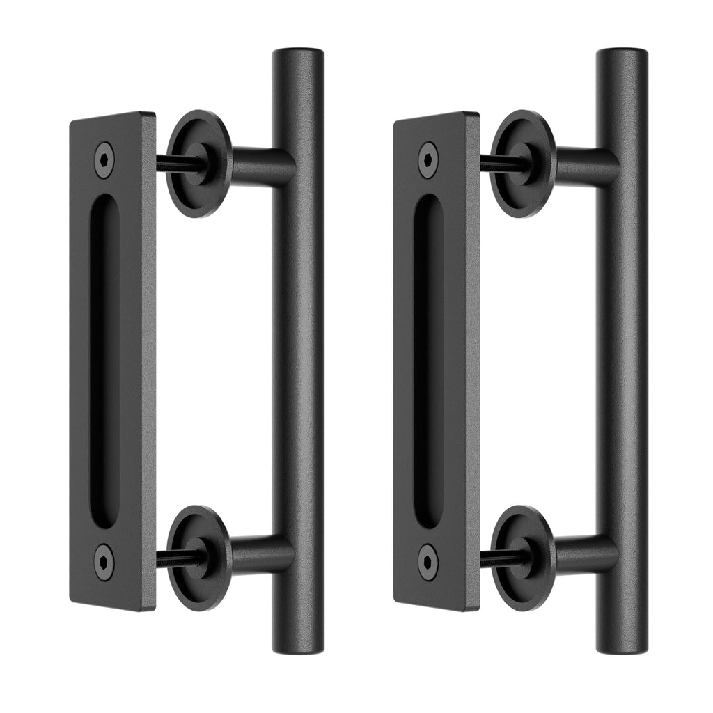 2PCS 30CM Sliding Barn Door Handle Two-Side Design,Matt Black